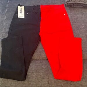 Aris Men's Straight Jeans - Black and Red